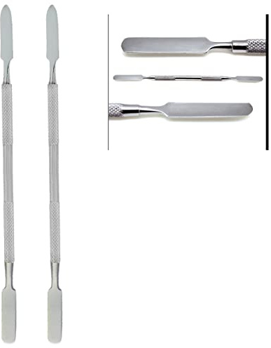 ZAMAHA UK Set di spatole professionali per cemento, in acciaio inox, a doppia estremità, da laboratorio, 2 pezzi, finitura argento