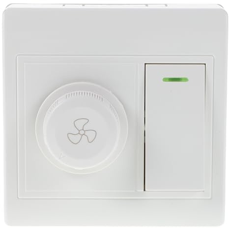 LIFKOME Interrupteur Variateur pour Ventilateur de Plafond Blanc en Plastique Double Commande, pour Salon et Chambre, Panneau de Contrôle Mural Compact