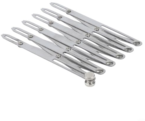 Medidor de costura expandible de aluminio ajustable para pliegues y botones, herramienta de medición de tela de metal con cabezales deslizantes para acolchar cortinas de punto (corto de 8 cabezas)