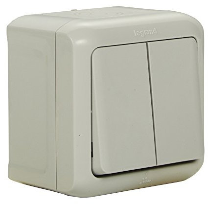 LEGRAND, 782381 - Interruttore a doppio interruttore, resistente agli spruzzi d'acqua (IP44), per montaggio a parete, 782381