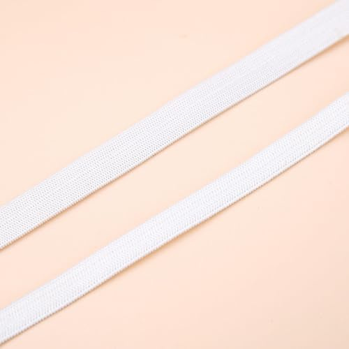 DAHI Cinta de goma elástica de 20 metros, 2 cm de ancho, goma para la ropa (20 metros/2 cm), color blanco