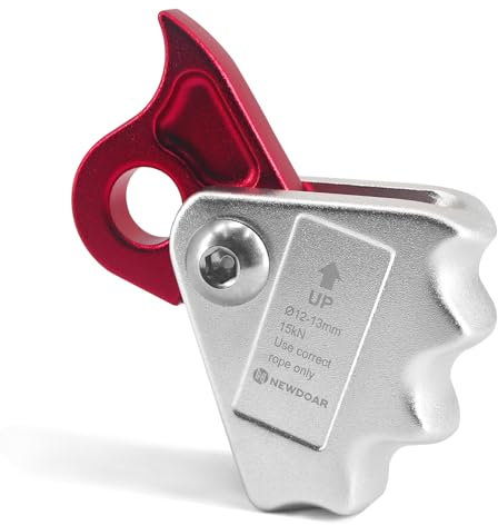 NewDoar Seilgreifer Aufsteigen 15KN Riser-Einsteller für 12-13mm Seil für Klettern,Schutzrettung (rot)
