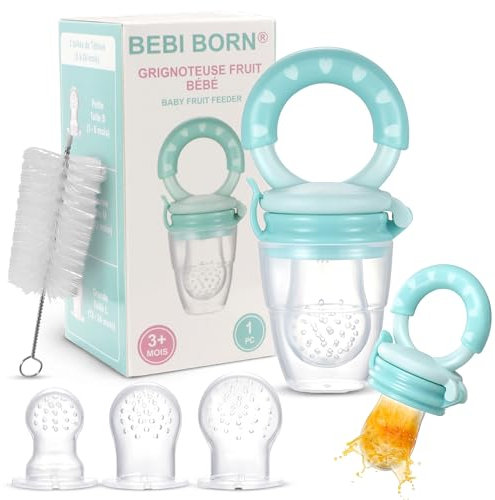Bebi Born Baby Fruchtsauger aus Silikon BPA-frei – Beißring & Beißhilfe für Babys zur sicheren Einführung fester Nahrung – 3 Größen 4–24 Monate – Zahnungshilfe & Beruhigung der Zahnfleisch – Blau