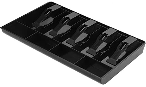 Vassoio portaoggetti, cassetto portadenaro a cinque griglie, inserto portamonete, cassiere, cassetta di sicurezza ordinata(nero)