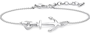 Thomas Sabo Damen Armband Anker und Herz Symbol 925er Sterlingsilber mit Zirkonia, Länge: 19cm - 22cm, SCA150277