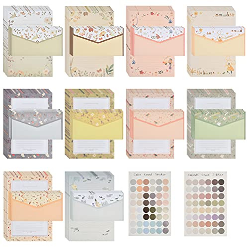 Writing Stationery Paper and Envelopes Set 60 Pcs Floral Writing Paper Letter Writing Set with 30Pcs Envelope & 2Set Sealing Sticker Lovely Letter Paper Floral Writing Paper Set for Office Home School