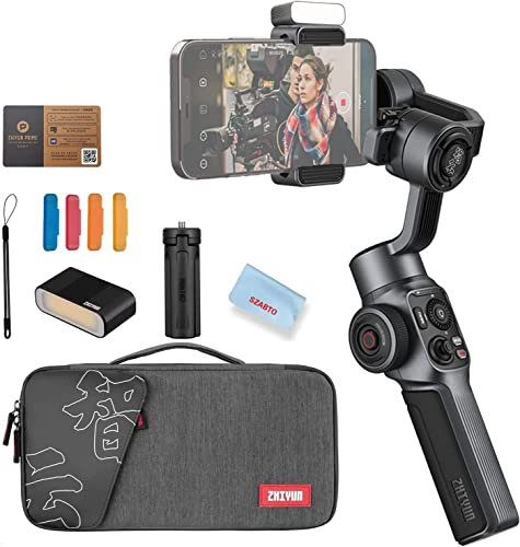 Zhiyun Gimbal per Smartphone Smooth 5 Combo 3-Asse Stabilizzatore portatile w/Treppiede per iPhone Android Cellphone per Vlogging Youtube Vlog TikTok Instagram Live Video w/Luce di Riempimento Del