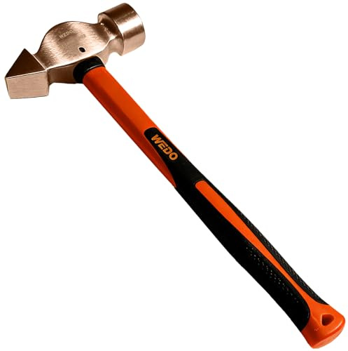 WEDO Non-Sparking Joiners Hammer 2lb(900g),Warrington Hammer,Spark-free Safety Precision Carpentry Tool,Beryllium Copper,Non-Magnetic,DIN Standard,BAM & FM Certificate,Length 13.8(350mm)