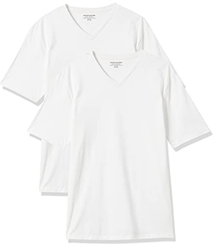 Amazon Essentials T-Shirt da Uomo Regular Fit a Maniche Corte con Scollo a V (Disponibile nelle Taglie Big & Tall), Confezione da 2, Bianco, XXL