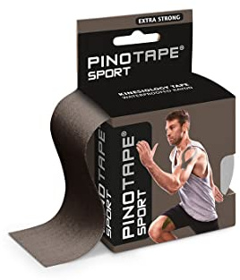 PINOTAPE Kinesiologisches Sport Tape, 5 cm x 5 m, Dark Grey, 5er Pack