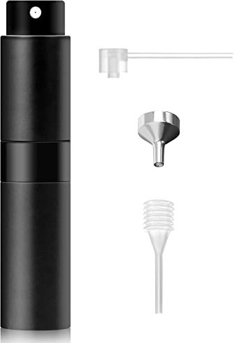 Redamancy Perfume Spray Bottle, 8ml Refillable Perfume Atomiser, Mini Portable Atomizer and Refill Pump for Outdoor Traveling, Vacation (Black)