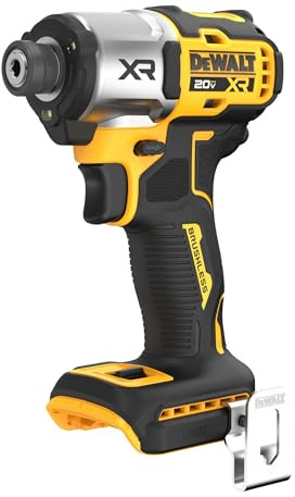 DEWALT Destornillador de impacto MAX XR de 20 V, sin escobillas, 1/4 pulgadas, 3 velocidades, solo herramienta desnuda (DCF845B), amarillo, negro
