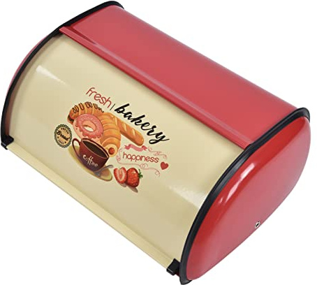 CHICIRIS Brotkasten, Brotbehälter, Brotaufbewahrung, Brotkasten aus Metall für die Küchenarbeitsplatte, Brotkastenhalter mit Großem Fassungsvermögen und Rolldeckel (Rot)