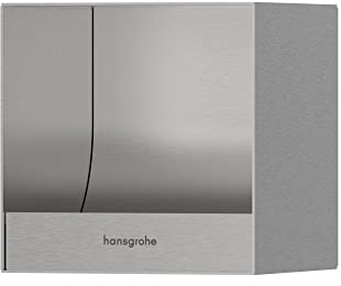 hansgrohe 56065800 XtraStoris Original Toilettenpapierhalter, 15,2 x 15,2 x 14,0 cm, gebürsteter Edelstahl, GPM Wand-Nische