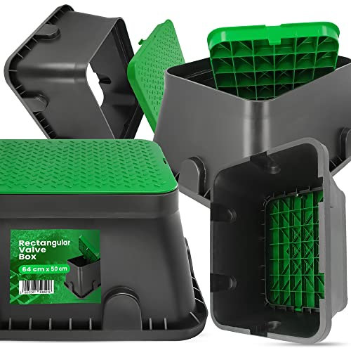 Instalguru Ventilkasten Bewässerung Mit Deckel Ventilbox Garten Rechteckig Schacht 64x50cm Tropfbewässerung Ventilkammer Beregnungsventilkasten Hydrantenschutzgehäuse Bewässerungsanlage