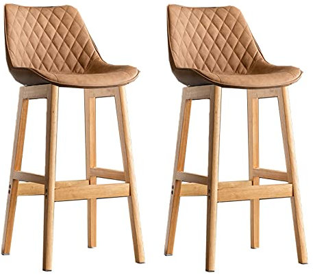 GGZONE Barhocker, Esszimmerstuhl, Thekenbarhocker, 2er-Set, gepolsterte PU-Leder-Holzstühle in Thekenhöhe mit Massivholzbeinen für die Küche und das Restaurant zu Hause Beautiful Scenery