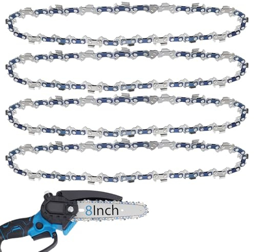 O-CONN Paquete de 4 cadenas de repuesto para motosierra/sierra de poste de 8 pulgadas, para barras guía de 8 pulgadas, paso LP de 3/8 pulgadas, calibre .043 pulgadas, 34 eslabones de transmisión para