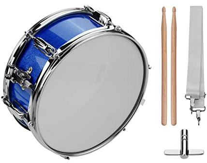 Sunydog 12inch Snare Drum,Snare Drum Head with Drumsticks Shoulder Strap Drum Key for Student Band(Blue)