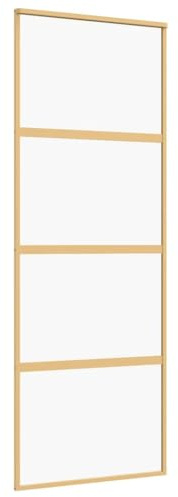vidaXL Sliding Door in Gold with Clear ESG Glass Panels and Durable Aluminium Frame - Minimalist Design Internal Door for Modern Homes