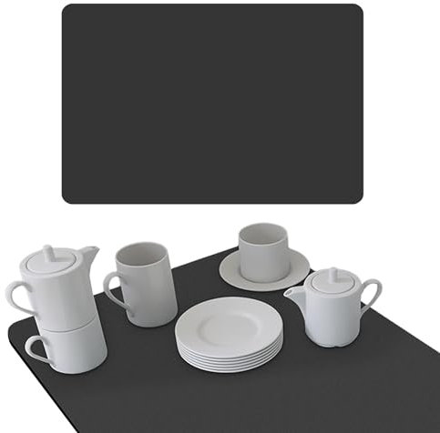 Alfombrilla drenante, 1 unidad, alfombrilla aislante antideslizante, alfombrilla absorbente para encimera, alfombrilla para máquina de café de secado rápido, apta para cocina y fregadero (gris oscuro)