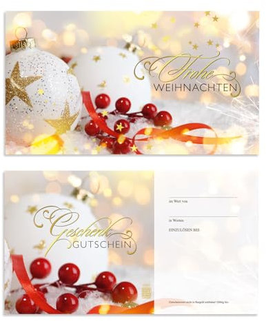 GESCHENKGUTSCHEINcom by POS-HAUER. 10 Gutscheine, blanko zum selber Ausfüllen. Für Weihnachten Weihnachtsmotiv.