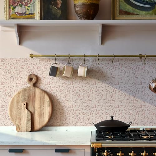 Alwayspon 25 Stück x 20 cm/8 Zoll Fliesenaufkleber, rosa Terrazzo selbstklebende Vinyl-Wandfliesen Aufkleber