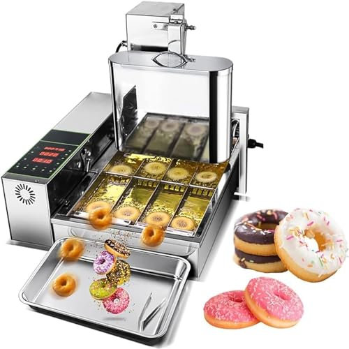 Auto Doughnut Maker,4 Rows Fully Automatic Donut Making Machine, With 5.5L Hopper, Adjustable Thickness Auto Flip Donut Fryer