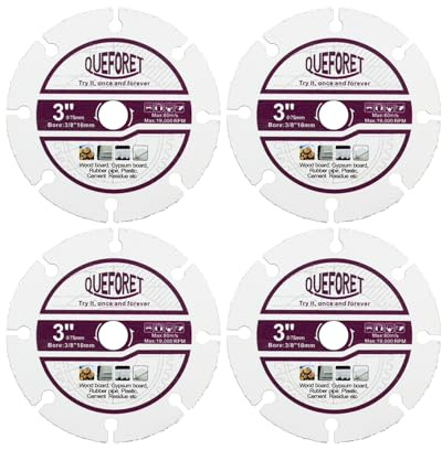 QUEFORET Hartmetall Trennscheiben 75mm 4 Stücke - Scheiben für Holz Gummi Kunststoff, mit 10mm Bohrungsdurchmesser