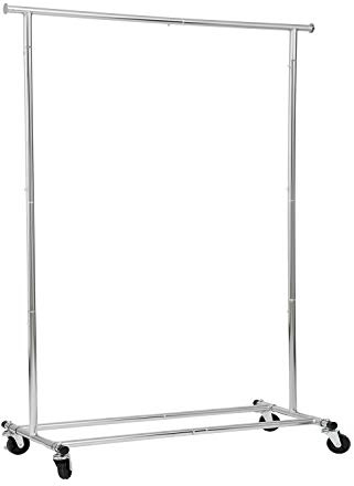 OYE Schwerlast Kleiderstange, Kleiderständer auf Rollen, zusammenklappbarer industrieller Kleiderständer, 110 kg Tragkraft, Chrom