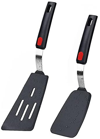 Silikonspatel, non-stick belagd spatel, värmebeständig silikonspatel, set 2, 600 °F värmebeständig stekspade för non-stick-belagda köksredskap, köksredskap. Använd spade
