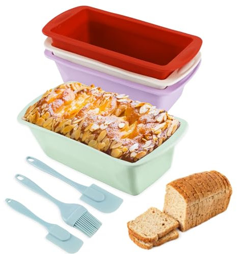 OXRXRO 4 Stück Silikon Backform Brotbackform Antihaft Backform Backformen für Brot und Mikrowelle