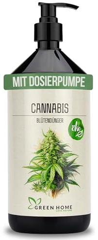 Green Home Hanf & Cannabis Blütendünger | 1 Liter Konzentrat für Indoor/Outdoor/Autoflower, NPK-Balance 5-5-7 | Mineralische Nährstoffe, Förderung prächtiger Blüten, Reicht für ca. 90L Wasser
