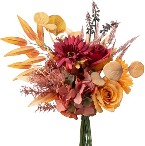 YELIKIT Fiori artificiali, piante artificiali, fiori, decorazioni, ortensie, composizioni floreali in seta per casa, bouquet autunnale, matrimonio, giardino, decorazione per feste