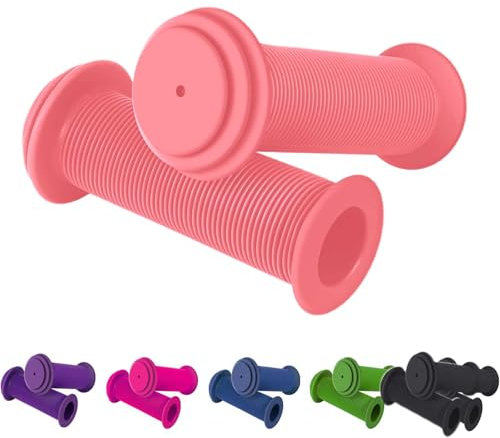 Empuñaduras suaves y antideslizantes para manillar de bicicleta, empuñaduras universales para niños (rosa)