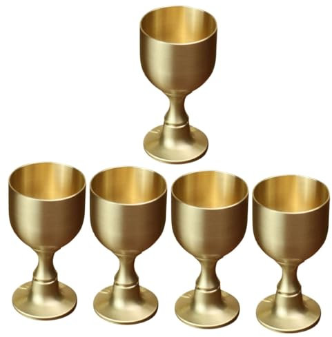 Amosfun 5 Pièces Verre à Vin En Laiton Coupe Wiccan Gobelet à Vin Sacré Coupe Du Saint Graal Coupe De L'église Coupes D'église Calice Coupe D'autel Verre à Thé De Cuivre