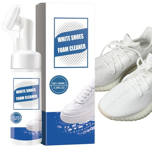 White Shoe Foam Cleaner | Detergente per scarpe bianco - Detergente multifunzionale con spazzola, detergente portatile in schiuma per scarpe bianche, pelle, maglia, stivali, tela, tessuto, 100 g,