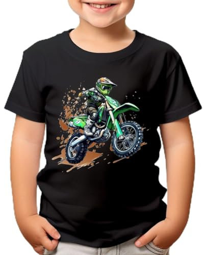 Motocross Racer R2 8 Boys T-Shirt Sports Off-Road Dirt Bike Action Kids Tee 5-6 Years Black