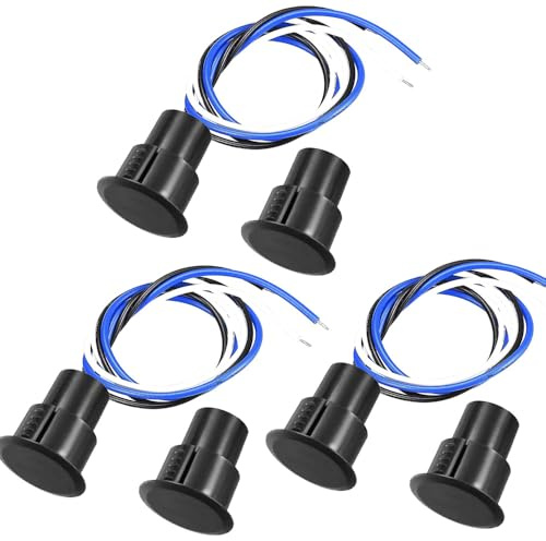 Gebildet Magnetischer Eisentürschalter RC-36, 3 Drähte, NC+NO, versenkbarer Sicherheitsfenster-Türkontaktsensor, Alarm, magnetischer Reedschalter (3 Stück)