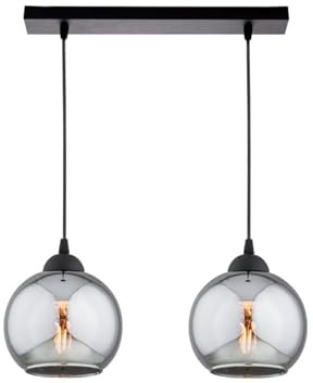KAR LIGHTING Balken Pendelleuchte 2-flammig aus Metall und Glas in Schwarz, höhenverstellbar | E27 Fassung | LED geeignet | Hängelampe für Wohnzimmer, Flur, Schlafzimmer, Küche oder Büro