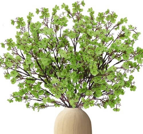 Luabue 6pcs Künstliche Blumen Gypsophila Künstlich Seidenblumen Schleierkraut Künstlich Artificial Blumen für Home Decor Tisch Hochzeit Party Dekoration (Grün)