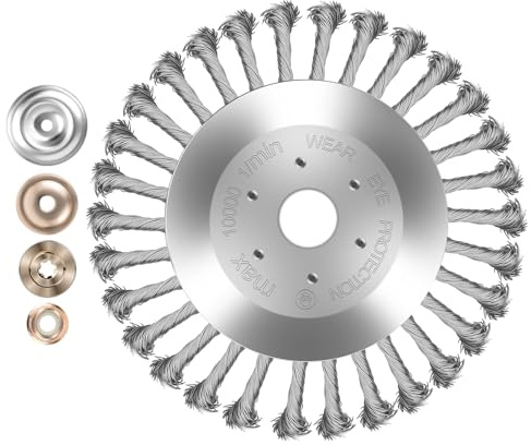 Forever Speed Profi Unkrautbürste Wildkrautbürste für Freischneider Motorsense Rasentrimmer 8 25,4 x 200 mm Stahlbürste Fugenbürste für Entfernung von Unkraut