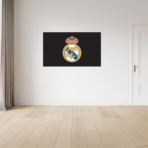 Licensed Décor Adhesivo de vinilo para pared, tamaño pequeño, 65 x 40 cm, diseño del escudo del Real Madrid, color negro