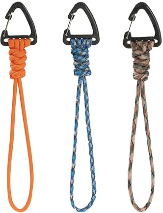 JREEPEE 3-Pack Tactical Paracord Carabiner Keychain – Adjustable Rope Lanyard with Triangle Clip for Outdoor Survival, Camping, Hiking, EDC & Fishing Gear Accessories