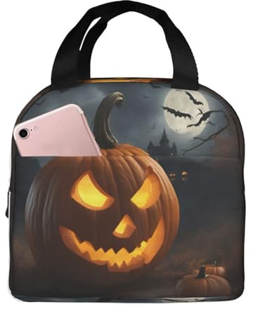 SXOOGE Lonchera de calabaza de Halloween para mujeres y hombres, lonchera aislada para el trabajo, picnic, viajes, reutilizable, duradera