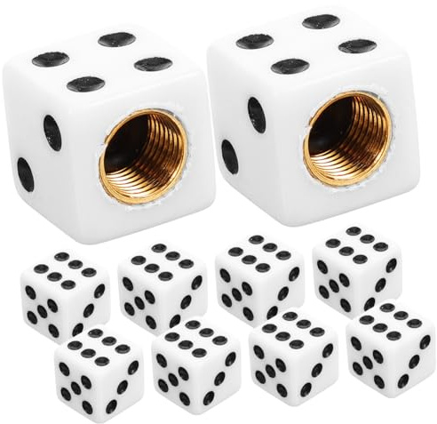 ORFOFE 10pcs Dice Style Acrylic Valve Stem Caps for Car Tire Valve Dust Covers Universal Fit Decorative for Vehicle Wheels