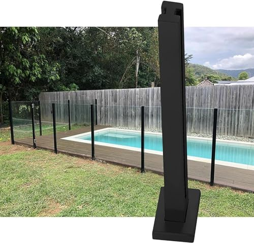Poste de barandilla de vidrio de aluminio para valla de terraza y piscina, poste medio de 95 cm, con soporte para escalera y balcón, solución de valla de vidrio