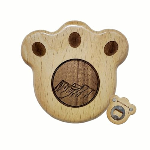 WOODONLY Décapsuleur en Bois en Forme de Patte d'Ours avec Aimant – Cadeaux de Noël et d'Anniversaire pour les Hommes, Père, Mari, Petit-Ami, Bars à la Maison Ouvre-Bouteille (bois de hêtre)