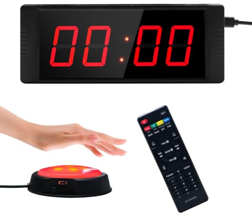 LUCKY TIME Temporizador de gimnasio con botón de inicio/parada, cronómetro digital LED, cuenta atrás con mando a distancia, temporizador de intervalos, reloj para entrenamiento en casa o gimnasio