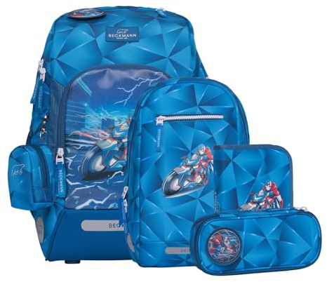 Beckmann Schulranzen Active Air FLX Schoolbag Set 6-teilig 20-25L Blue Lightning blau