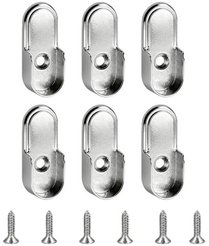 6 Stück Kleiderstangenhalter,Kleiderstange Halterung Schrank Metall Stangenhalterung Kleiderschrank Robuste Halterungen Oval Aufbewahrung Aufhänger,für Ovalstange Kleiderschrank